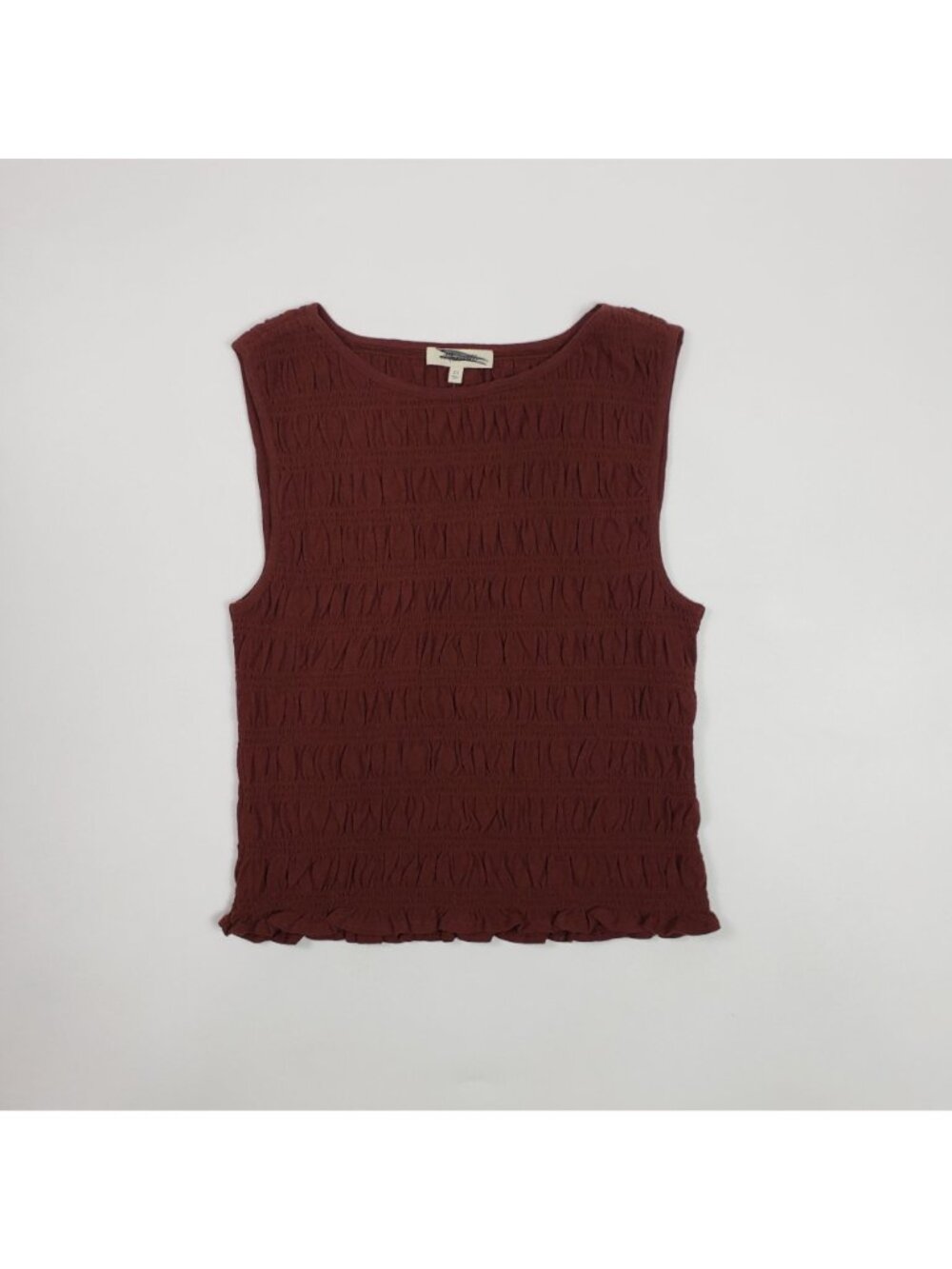 Madewell Smocked Boatneck Tank Top Women’s XS Henna Brown Cotton Linen Blend NWT - Picture 13 of 16